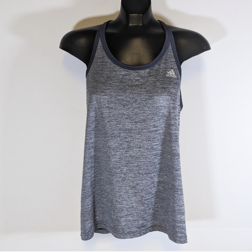 Adidas Scoop Neck Racerback Climalite Tank Top Blue/Grey Women's Size Medium